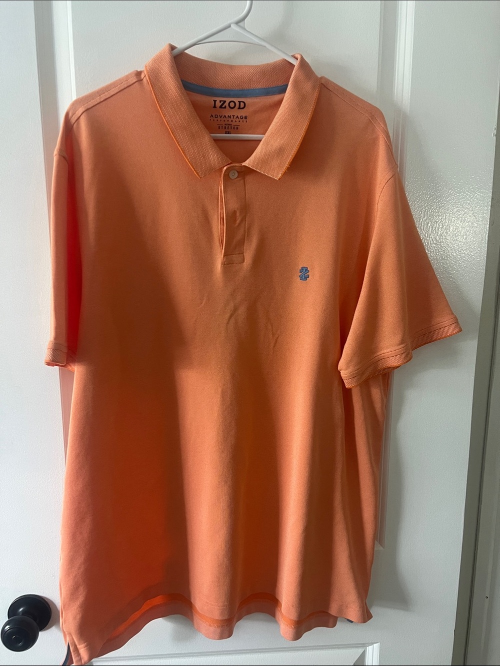 Izod Men’s XXL Coral Orange Polo Shirt with Blue Logo